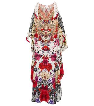 推荐Floral cutout silk kaftan dress商品