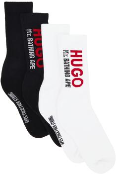 Hugo Boss | Black & White Mr. Bathing Ape Edition Two-Pack Logo Socks商品图片,独家减免邮费
