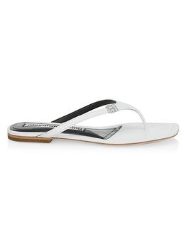 亚历山大王鞋, Alexander Wang | Ivy Rhinestone Logo Leather Thong Sandals商品图片 