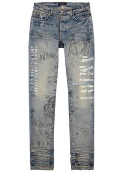 amiri牛仔裤代购, AMIRI | Military Stencil printed skinny jeans商品图片 