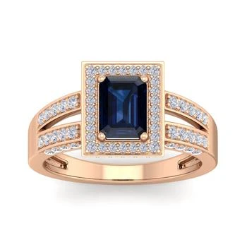 SSELECTS | 1 3/4 Carat Sapphire And Halo Diamond Ring In 14 Karat Rose Gold,商家Premium Outlets,价格¥7733