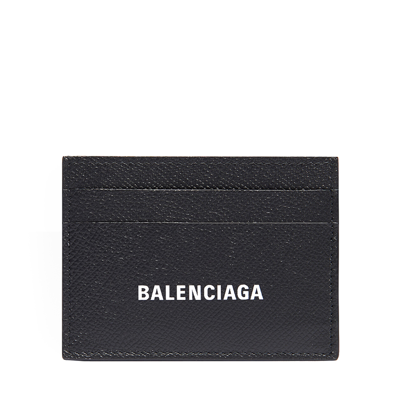 更多巴黎世家短袖, Balenciaga | Balenciaga/巴黎世家 新款 男士黑色粒面小牛皮白色徽标卡片夹5943091IZI31090商品图片 8折, 包邮包税