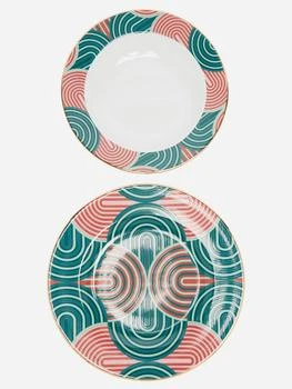 LA DOUBLE J | Set of two Slinky Verde soup and dinner plates,商家MATCHES,价格¥857