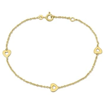 Mimi & Max | Mimi & Max Children's Enamel Heart Charm Rolo Chain Link Bracelet in 14k Yellow Gold - 6.5+0.5 in.,商家Premium Outlets,价格¥1205
