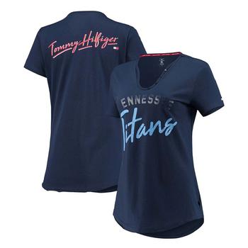 Tommy Hilfiger | Women's Navy Tennessee Titans Riley V-Neck T-shirt商品图片,