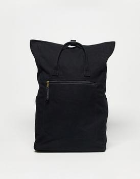 ASOS | ASOS DESIGN canvas backpack with laptop compartment in black商品图片,额外9.5折, 额外九五折