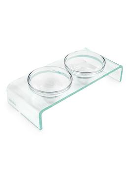 商品Hiddin | Small Acrylic Glass-Effect Double Bowl Pet Feeder,商家Saks Fifth Avenue,价格¥709图片