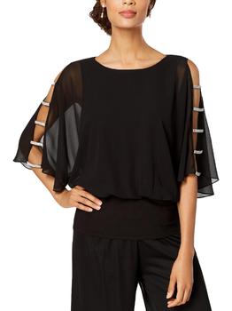 商品MSK | Petites Womens Chiffon Rhinestone Blouse,商家Premium Outlets,价格¥242图片