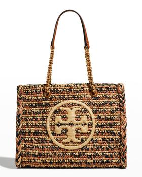 汤丽柏琦托特包, Tory Burch | Ella Small Logo Straw Chain Tote Bag商品图片 5.9折