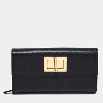 Tom Ford直邮, Tom Ford | Tom Ford Black Leather Turnlock Natalia Continental Wallet商品图片 4.3折