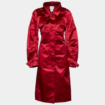 推荐Celine Red Satin Mid Length Coat L商品