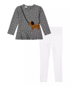 KIDS HEADQUARTERS | Toddler and Little Girls Dog Crossbody Quilted Knit Tunic Ribbed Leggings, 2-Piece Set,商家Macy's,价格¥227