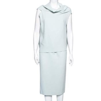 ROLAND MOURET, [二手商品] ROLAND MOURET | Roland Mouret Mint Green Wool Back Ruffle Detailed Top Skirt Suits M商品图片 3.5折, 满1件减$100, 满减