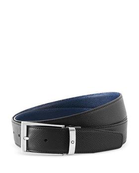 MontBlanc | Men's Shiny Palladium Coated Trapeze Reversible Leather Belt商品图片,独家减免邮费