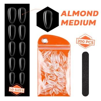 MODELONES | 200Pcs Clear Almond Full Cover Nail Tips,商家MODELONES,价格¥59