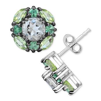 商品Macy's | Multi-Gemstone Cluster Stud Earrings (3-3/8 ct. t.w.) in Sterling Silver,商家Macy's,价格¥2022图片