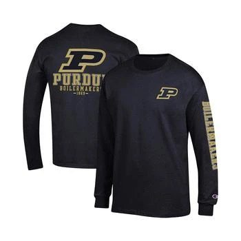 CHAMPION | Men's Black Purdue Boilermakers Team Stack Long Sleeve T-shirt 7.5折