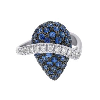 商品Zydo 18K White Gold Diamond 0.28ct. Tw. And Sapphire Statement Earrings Sz 6.75 39494,商家Shopworn,价格¥15030图片