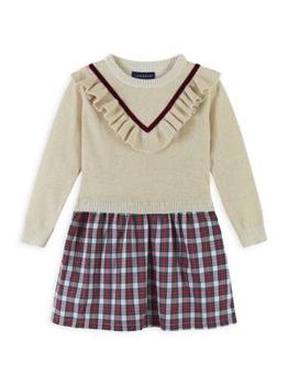 Andy & Evan | Little Girl's & Girl's Varsity Ruffle Sweater Dress商品图片,5.7折