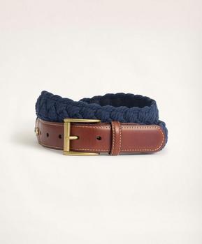 Brooks Brothers | Braided Cotton Leather Tab Belt商品图片,