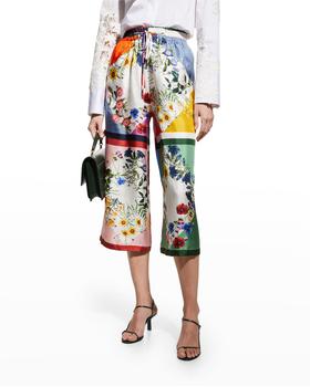 Oscar de la Renta | Geometric Floral Silk Twill Crop Pants商品图片,