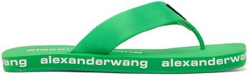 alexander wang鞋, Alexander Wang | Green AW Nylon Flat Sandals商品图片 