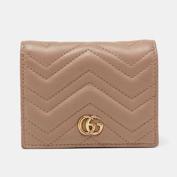 [二手商品] Gucci | Gucci Dusky Pink Matelassé Leather GG Marmont Card Case商品图片,9.1折, 满1件减$100, 满减