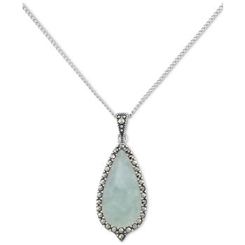 商品Macy's | Jade & Marcasite 18" Pendant Necklace in Sterling Silver,商家Macy's,价格¥448图片