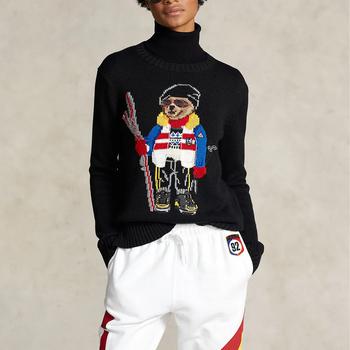 推荐Polo Ralph Lauren Women's Ski Bear-Long Sleeve-Pullover Jumper - Black Multi商品