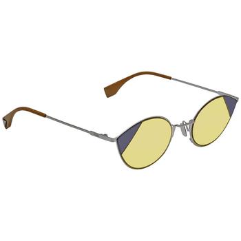 推荐Fendi Cut Eye Yellow Cat Eye Ladies Sunglasses FF 0342S 0B1Z/HO 51商品