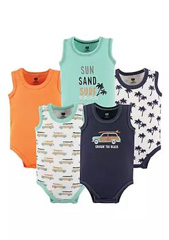 Hudson | Hudson Baby Infant Boy Cotton Sleeveless Bodysuits 5pk, Surf Car商品图片,