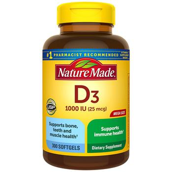 商品Nature Made | Vitamin D3 1000 IU (25 mcg) Softgels,商家Walgreens,价格¥93图片