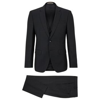 商品Slim-fit three-piece-suit in micro-patterned virgin wool图片