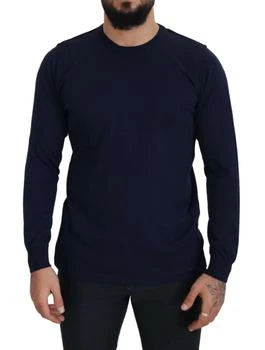 推荐Paolo Pecora Milano Blue Cotton Crewneck Pullover Sweater商品