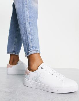 product Ted Baker Kathra trainers with sketched magnolia print in white image