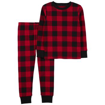 商品Toddler Boys and Toddler Girls Buffalo Check 100% Snug Fit Cotton Pajamas, 2 Piece Set图片