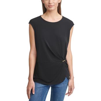 Calvin Klein | Calvin Klein Womens Gathered Cap Sleeve Pullover Top商品图片,2.3折起×额外9折, 额外九折
