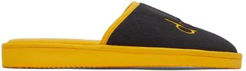 Drew House | SSENSE Exclusive Black & Yellow Scribble Slippers商品图片,额外8.5折, 独家减免邮费, 额外八五折