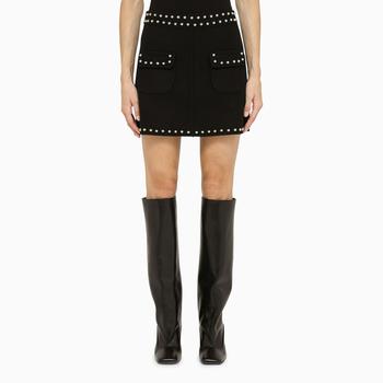 推荐Black wool mini skirt with small studs商品