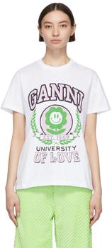 Ganni | White Organic Cotton T-Shirt商品图片,独家减免邮费