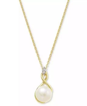 Macy's | Cultured Freshwater Pearl (8mm) & Cubic Zirconia 18" Pendant Necklace in 14k Two-Tone Gold-Plated Sterling Silver,商家Macy's,价格¥900