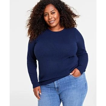 推荐Plus Size 100% Cashmere Crewneck Sweater, Created for Macy's商品