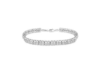 商品Haus of Brilliance | .925 Sterling Silver 1/10 Cttw Diamond Double-Link 7" Rolex Tennis Bracelet,商家Verishop,价格¥1579图片