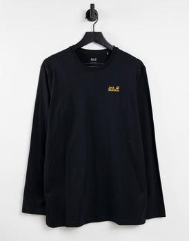 推荐Jack Wolfskin Essential long sleeve t-shirt in black商品
