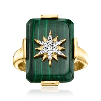 Ross-Simons | Malachite and . White Zircon Starburst Ring in 18kt Gold Over Sterling,商家Premium Outlets,价格¥946