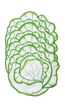 MoDA | Moda Domus - Set-Of-Four Cabbage Embroidered Linen Placemats - Green - Moda Operandi,商家Fashion US,价格¥3718