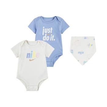 NIKE | Baby Boys or Baby Girls Graphic Print Bib and Short Sleeve Bodysuits, 3 Piece Set商品图片,7.5折