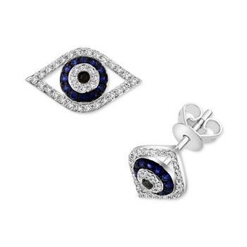 商品Effy | EFFY® Sapphire (1/6 ct. t.w.) & Diamond (1/5 ct. t.w.) Evil Eye Stud Earrings,商家Macy's,价格¥8728图片