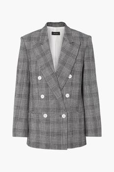 isabel marant etoile真假, Isabel Marant | Deagan double-breasted checked cotton-blend blazer商品图片 4.5折