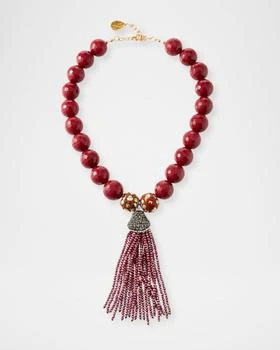 Devon Leigh | Jade Bead Necklace w/ Crystal Tassel,商家Neiman Marcus,价格¥3634